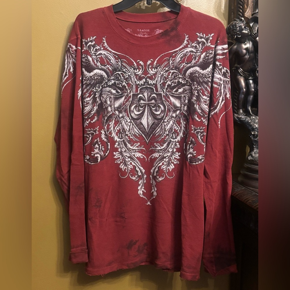 Affliction Crewneck Sweater in Burgundy - Picture 3 of 7